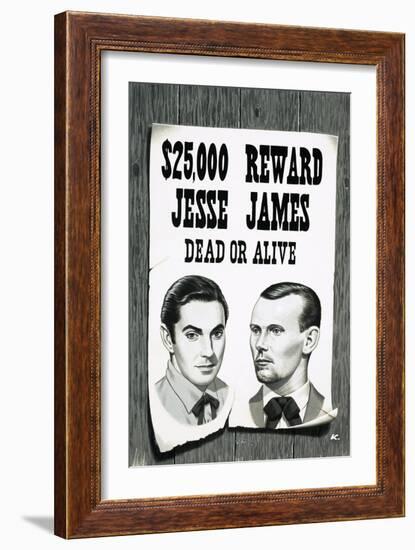 Wanted Poster For Jesse James-John Keay-Framed Giclee Print