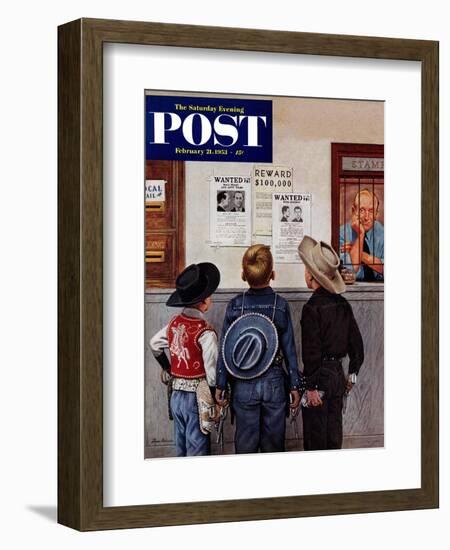 "Wanted Posters" Saturday Evening Post Cover, February 21, 1953-Stevan Dohanos-Framed Giclee Print