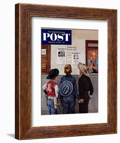 "Wanted Posters" Saturday Evening Post Cover, February 21, 1953-Stevan Dohanos-Framed Giclee Print