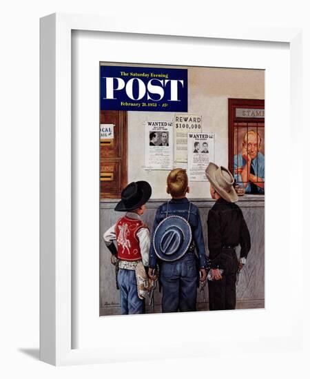 "Wanted Posters" Saturday Evening Post Cover, February 21, 1953-Stevan Dohanos-Framed Giclee Print