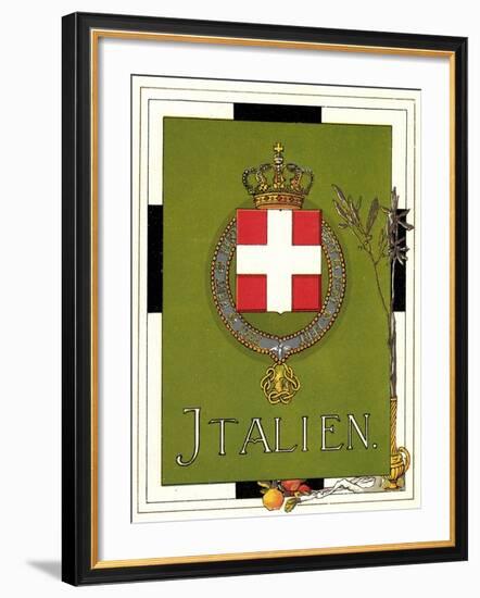 Wappen Litho Italien, Wappen Mit Krone, Fert, Zweig-null-Framed Giclee Print