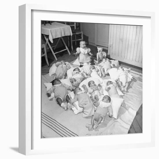War Babies with American Gi Fathers at 'Cradles of Rouen' Nursery-Ralph Morse-Framed Photographic Print