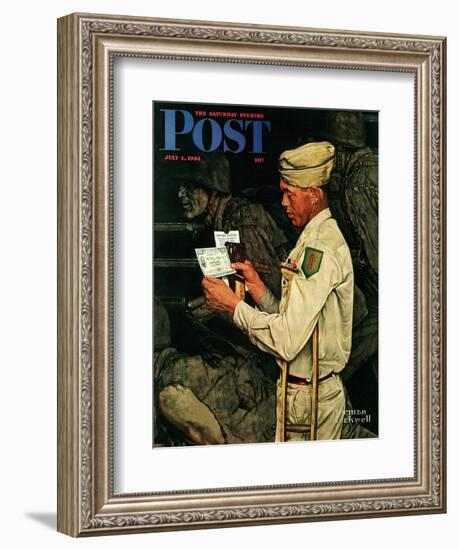 "War Bond" Saturday Evening Post Cover, July 1,1944-Norman Rockwell-Framed Giclee Print