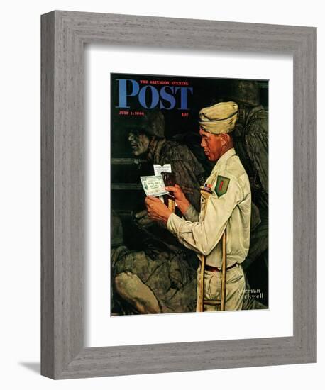 "War Bond" Saturday Evening Post Cover, July 1,1944-Norman Rockwell-Framed Giclee Print