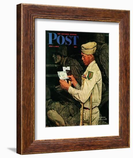 "War Bond" Saturday Evening Post Cover, July 1,1944-Norman Rockwell-Framed Giclee Print