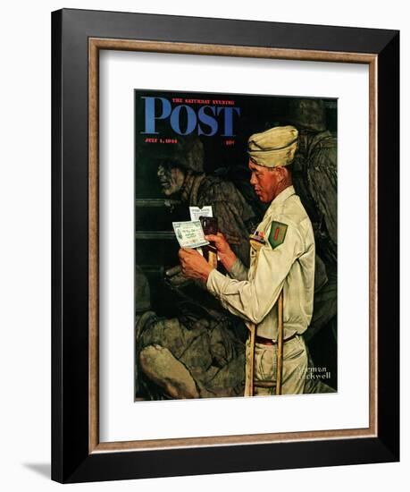 "War Bond" Saturday Evening Post Cover, July 1,1944-Norman Rockwell-Framed Giclee Print