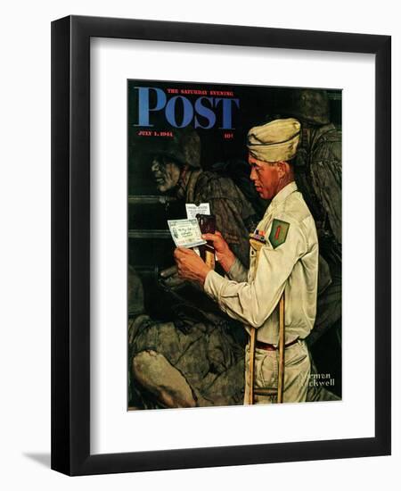 "War Bond" Saturday Evening Post Cover, July 1,1944-Norman Rockwell-Framed Giclee Print