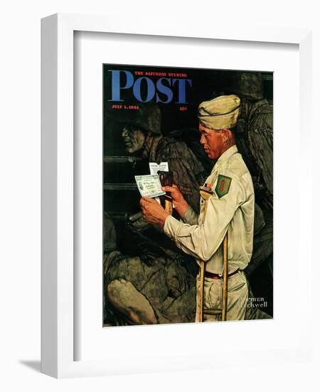 "War Bond" Saturday Evening Post Cover, July 1,1944-Norman Rockwell-Framed Giclee Print