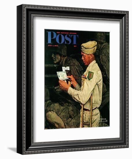 "War Bond" Saturday Evening Post Cover, July 1,1944-Norman Rockwell-Framed Giclee Print