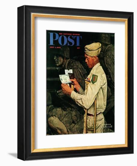 "War Bond" Saturday Evening Post Cover, July 1,1944-Norman Rockwell-Framed Giclee Print