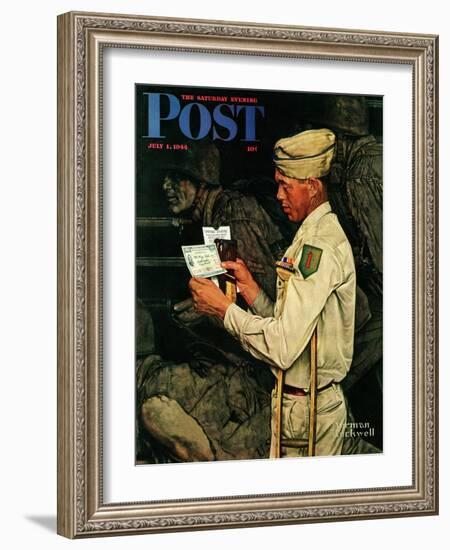 "War Bond" Saturday Evening Post Cover, July 1,1944-Norman Rockwell-Framed Giclee Print