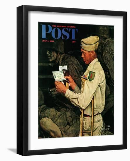 "War Bond" Saturday Evening Post Cover, July 1,1944-Norman Rockwell-Framed Giclee Print