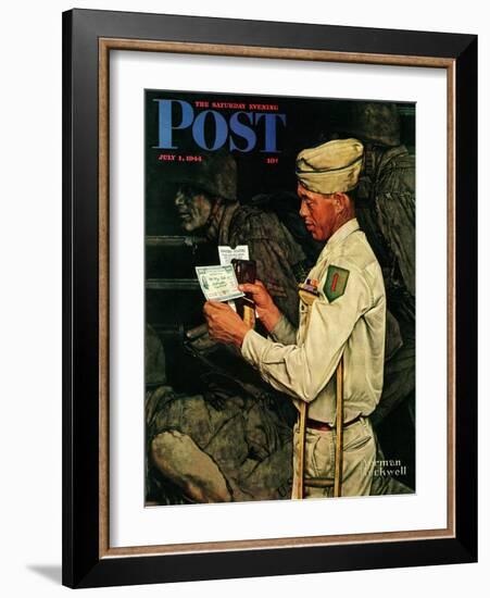 "War Bond" Saturday Evening Post Cover, July 1,1944-Norman Rockwell-Framed Giclee Print