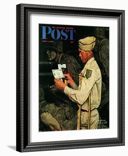 "War Bond" Saturday Evening Post Cover, July 1,1944-Norman Rockwell-Framed Giclee Print