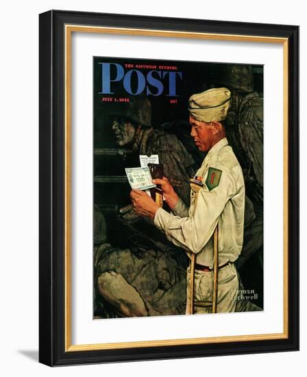 "War Bond" Saturday Evening Post Cover, July 1,1944-Norman Rockwell-Framed Giclee Print