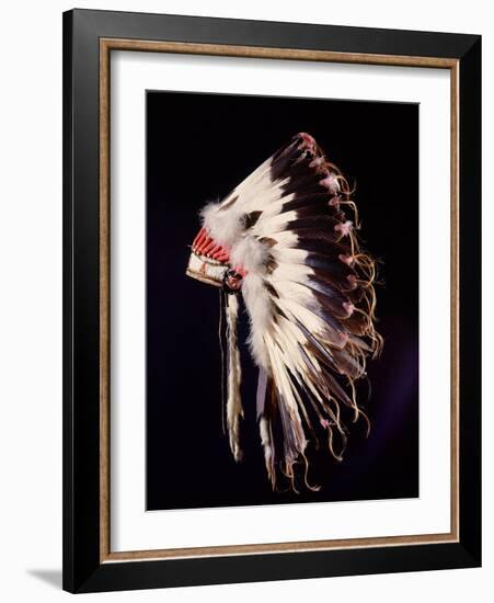 War bonnet of eagle tail feathers, each feather signifying a specific war honour-Werner Forman-Framed Giclee Print