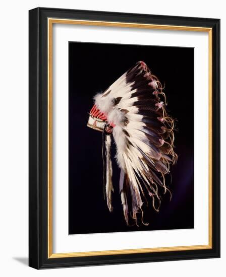 War bonnet of eagle tail feathers, each feather signifying a specific war honour-Werner Forman-Framed Giclee Print