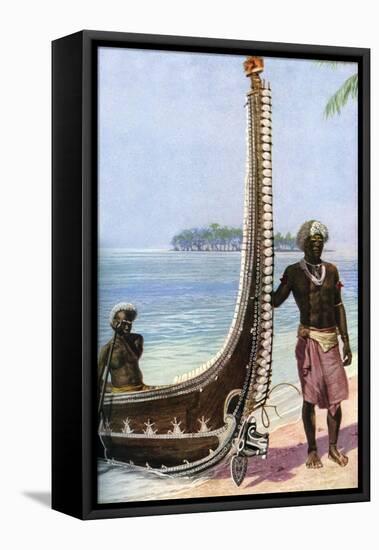 War Canoe, Solomon Islands, C1923-HJ Shepstone-Framed Premier Image Canvas