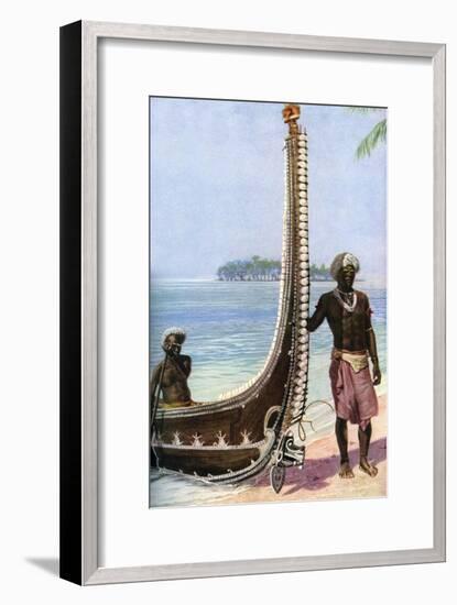 War Canoe, Solomon Islands, C1923-HJ Shepstone-Framed Giclee Print