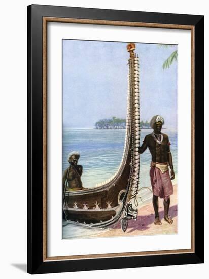 War Canoe, Solomon Islands, C1923-HJ Shepstone-Framed Giclee Print