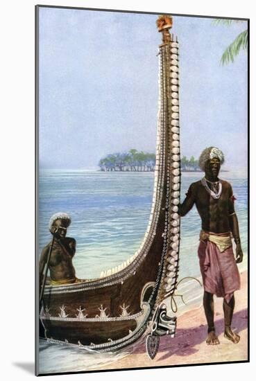 War Canoe, Solomon Islands, C1923-HJ Shepstone-Mounted Giclee Print