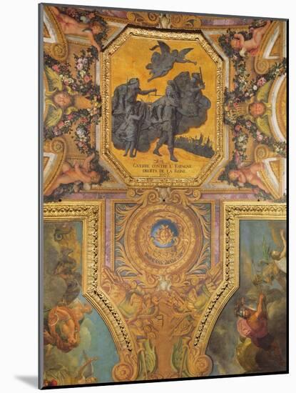 War for the Rights of the Queen in 1667, Ceiling Painting from the Galerie Des Glaces-Charles Le Brun-Mounted Photographic Print