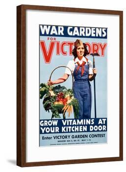War Gardens For Victory Grow Vitamins At Your Kitchen Door-War War Department-Framed Art Print