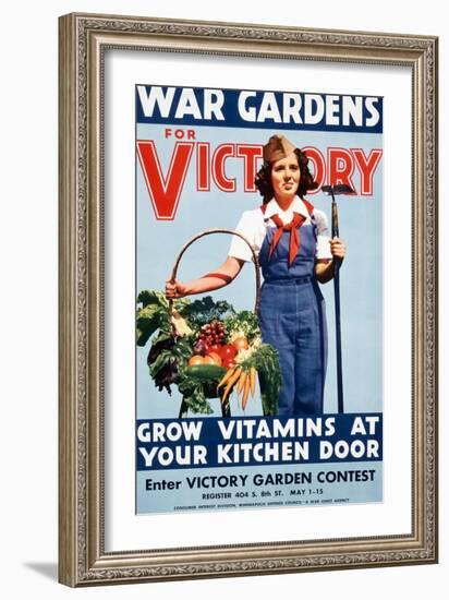 War Gardens For Victory Grow Vitamins At Your Kitchen Door-War War Department-Framed Art Print