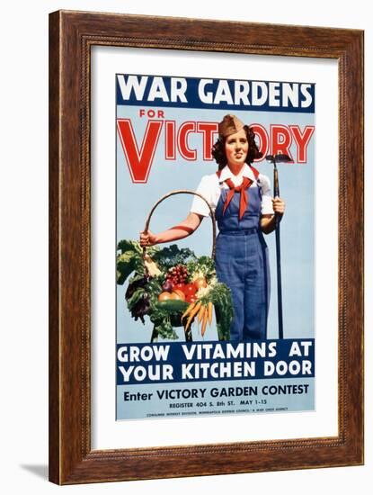 War Gardens For Victory Grow Vitamins At Your Kitchen Door-War War Department-Framed Art Print