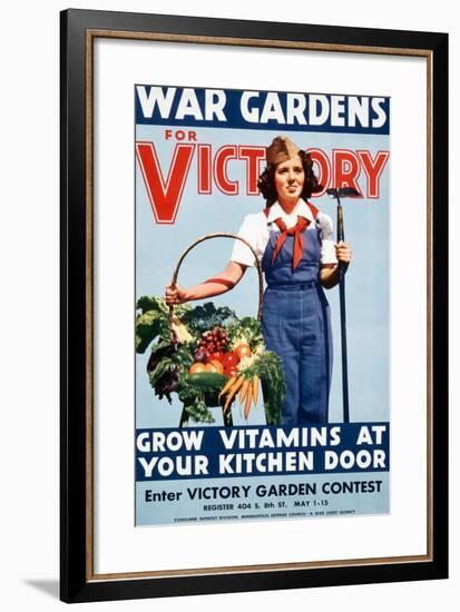 War Gardens For Victory Grow Vitamins At Your Kitchen Door-War War Department-Framed Art Print