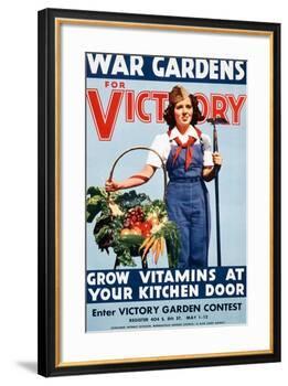 War Gardens For Victory Grow Vitamins At Your Kitchen Door-War War Department-Framed Art Print