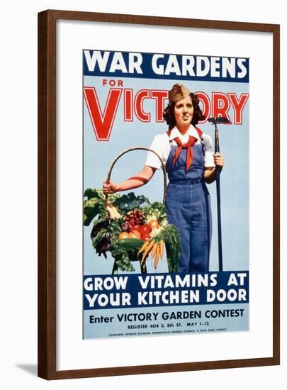 War Gardens For Victory Grow Vitamins At Your Kitchen Door-War War Department-Framed Art Print