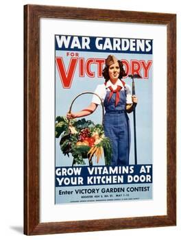War Gardens For Victory Grow Vitamins At Your Kitchen Door-War War Department-Framed Art Print