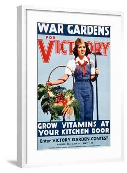 War Gardens For Victory Grow Vitamins At Your Kitchen Door-War War Department-Framed Art Print