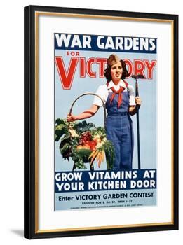 War Gardens For Victory Grow Vitamins At Your Kitchen Door-War War Department-Framed Art Print