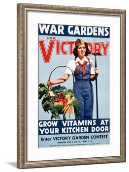 War Gardens For Victory Grow Vitamins At Your Kitchen Door-War War Department-Framed Art Print