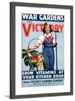 War Gardens For Victory Grow Vitamins At Your Kitchen Door-War War Department-Framed Art Print
