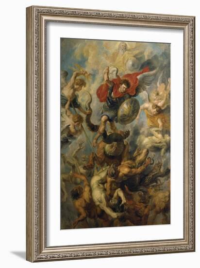 War in Heaven. Archangel Michael in the Fight Against Schismatic Angels-Peter Paul Rubens-Framed Giclee Print