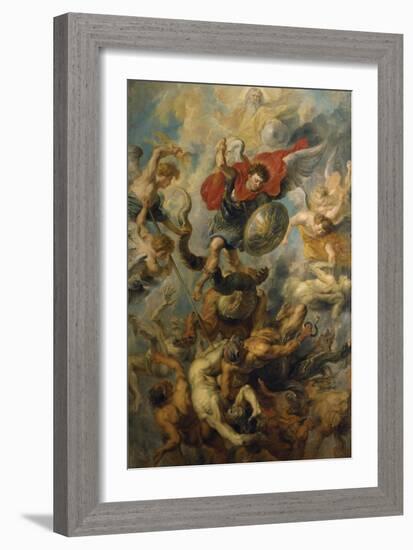 War in Heaven. Archangel Michael in the Fight Against Schismatic Angels-Peter Paul Rubens-Framed Giclee Print