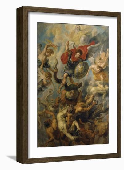 War in Heaven. Archangel Michael in the Fight Against Schismatic Angels-Peter Paul Rubens-Framed Giclee Print