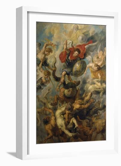 War in Heaven. Archangel Michael in the Fight Against Schismatic Angels-Peter Paul Rubens-Framed Giclee Print