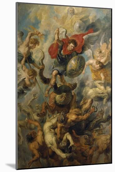 War in Heaven. Archangel Michael in the Fight Against Schismatic Angels-Peter Paul Rubens-Mounted Giclee Print