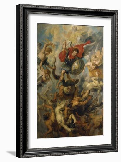 War in Heaven. Archangel Michael in the Fight Against Schismatic Angels-Peter Paul Rubens-Framed Giclee Print