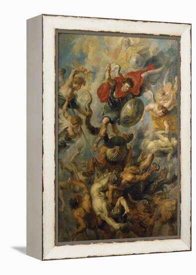 War in Heaven. Archangel Michael in the Fight Against Schismatic Angels-Peter Paul Rubens-Framed Premier Image Canvas