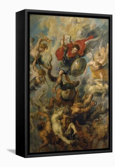 War in Heaven. Archangel Michael in the Fight Against Schismatic Angels-Peter Paul Rubens-Framed Premier Image Canvas