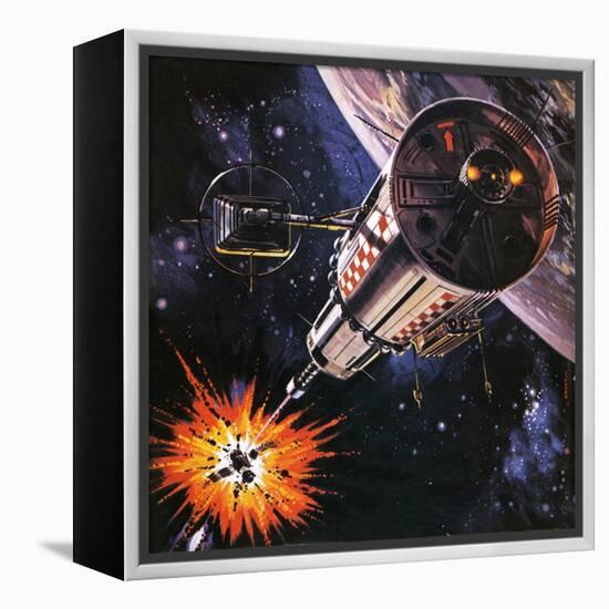 War in Outer Space, as Envisaged in 1977-Gerry Wood-Framed Premier Image Canvas