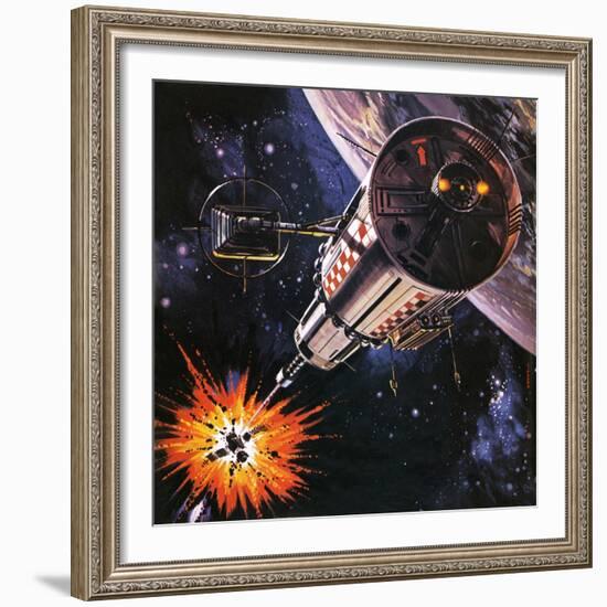 War in Outer Space, as Envisaged in 1977-Gerry Wood-Framed Giclee Print