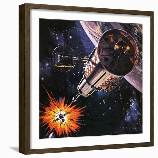 War in Outer Space, as Envisaged in 1977-Gerry Wood-Framed Giclee Print