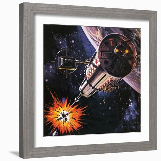 War in Outer Space, as Envisaged in 1977-Gerry Wood-Framed Giclee Print