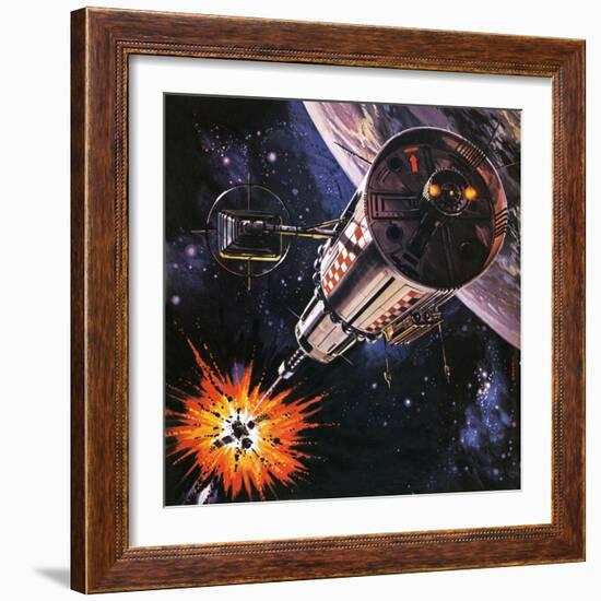 War in Outer Space, as Envisaged in 1977-Gerry Wood-Framed Giclee Print